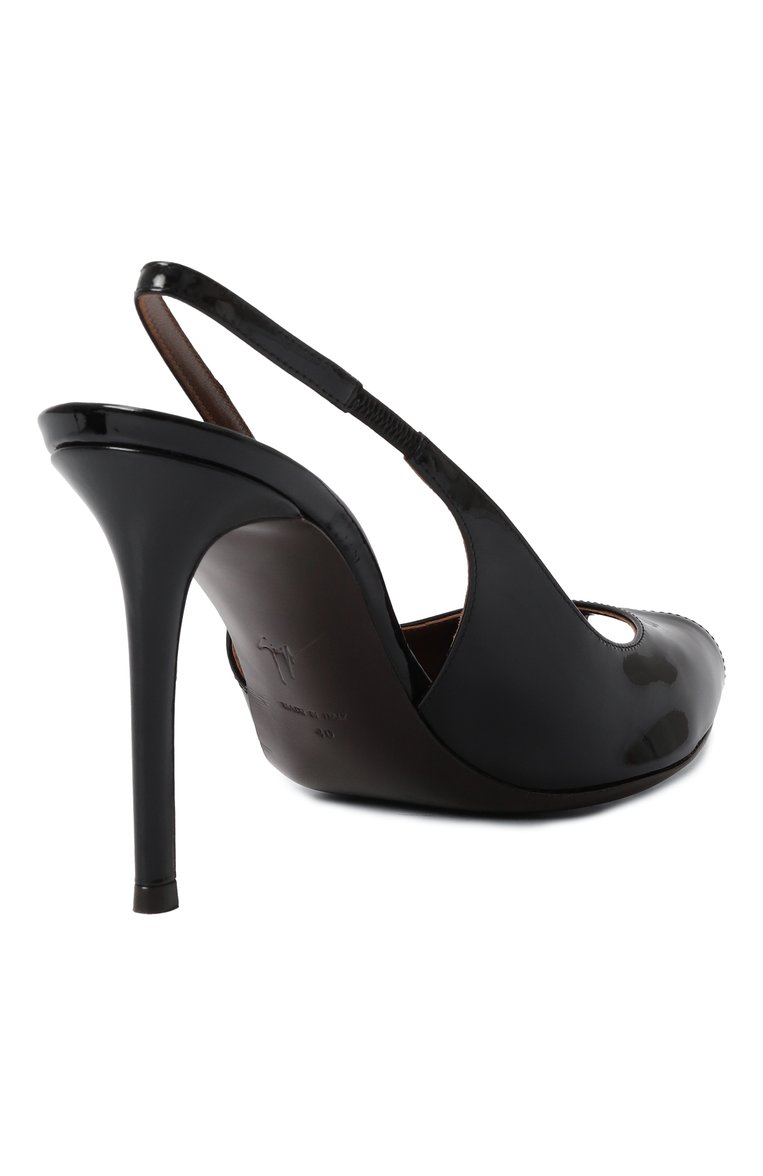 Женские кожаные туфли intriigo open toe 90 GIUSEPPE ZANOTTI DESIGN черного цвета, арт. I400013 | Фото 5 (Подошва: Плоская; Каблук высота: Высокий; Материал внешний: Натуральная кожа; Материал сплава: Проставлено; Драгоценные камни: Проставлено; Материал внутренний: Натуральная кожа; К�аблук тип: Шпилька; Женское Кросс-КТ: Слингбэки)