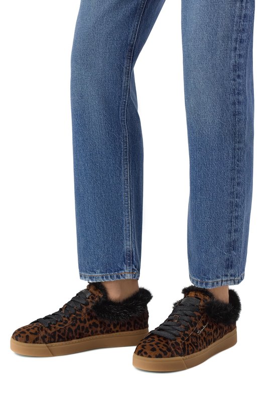 Кожаные кеды Santoni WBGG61443FARPAVN Леопардовый  WBGG61443FARPAVN Фото 2