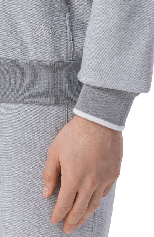 Хлопковая толстовка Brioni UJNU0L/PA611 Серый  UJNU0L/PA611 Фото 5