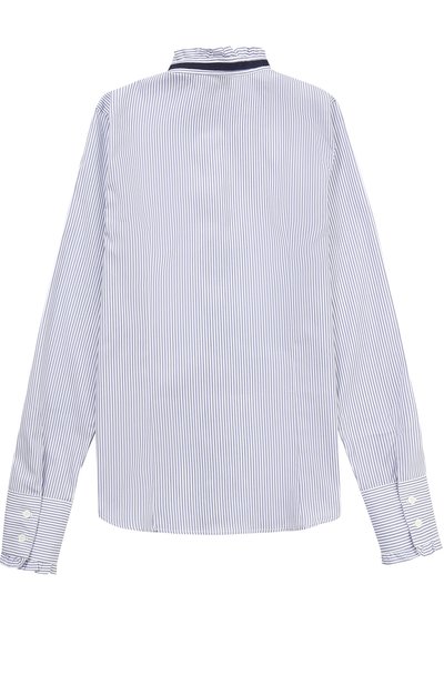 Хлопковая блуза с контрастной отделкой и оборками DAL LAGO синего цвета по цене 8820 руб., арт. R412G/8224/XS-L, фото 2 Хлопковая блуза с контрастной отделкой и оборками DAL LAGO, арт. R412G/8224/XS-L, фото 2