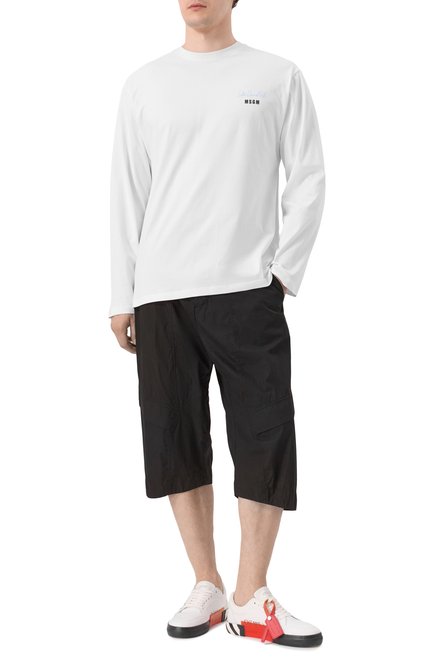 Мужская хлопковый лонгслив MSGM белого цвета, арт. 3840MM143/257002 | Фото 2 (Материал сплава: Проставлено; Длина (для топов): Стандартные; Драгоценные камни: Проставлено; Материал внешний: Хлопок; Рукава: Длинные)