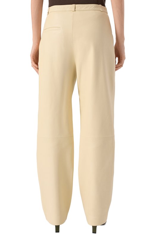 Кожаные брюки Loulou de Saison C0BE Кремовый  C0BE Фото 4