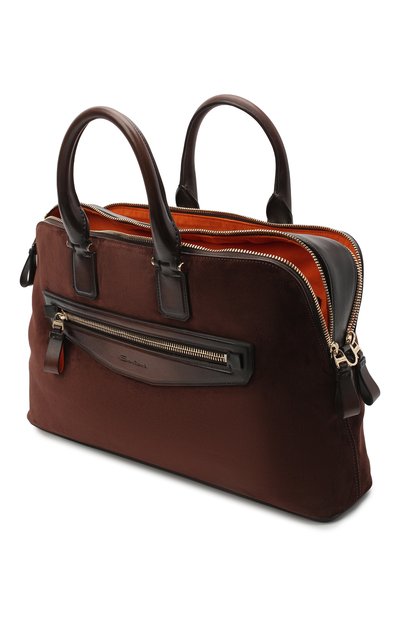 Замшевая сумка для ноутбука SANTONI темно-коричневого цвета по цене 239500 руб., арт. UIBBA2010LI-H2RUT50, фото 4 Замшевая сумка для ноутбука SANTONI, арт. UIBBA2010LI-H2RUT50, фото 4
