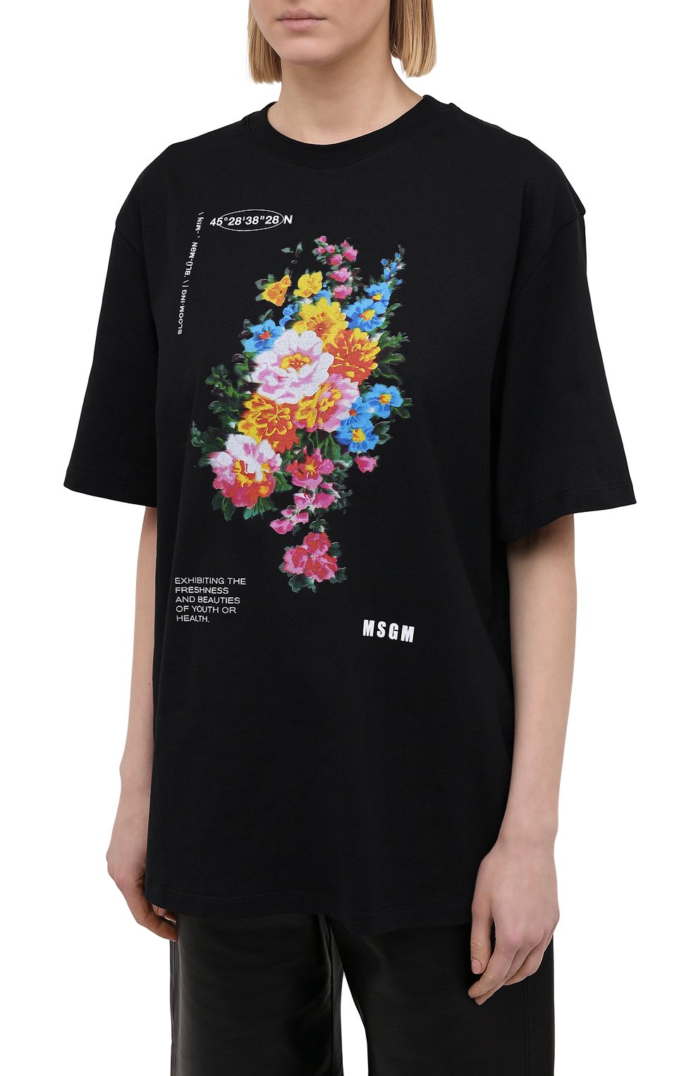 Хлопковая футболка MSGM черного цвета по цене 15600 руб., арт. 3041MDM161 217298, фото 3 Хлопковая футболка MSGM, арт. 3041MDM161 217298, фото 3