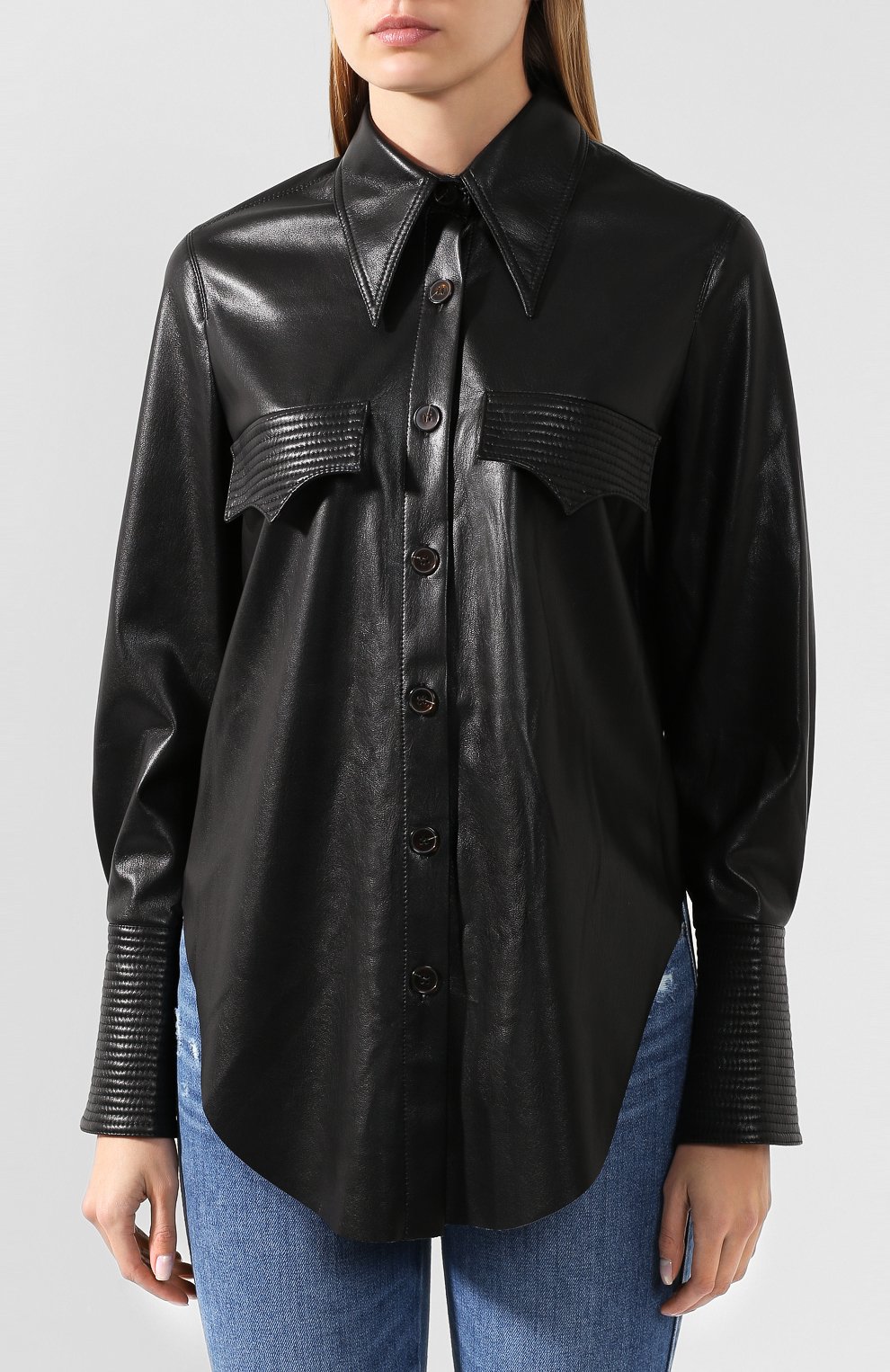 Рубашка NANUSHKA, арт. ELPI_BLACK_VEGAN LEATHER, фото 3
