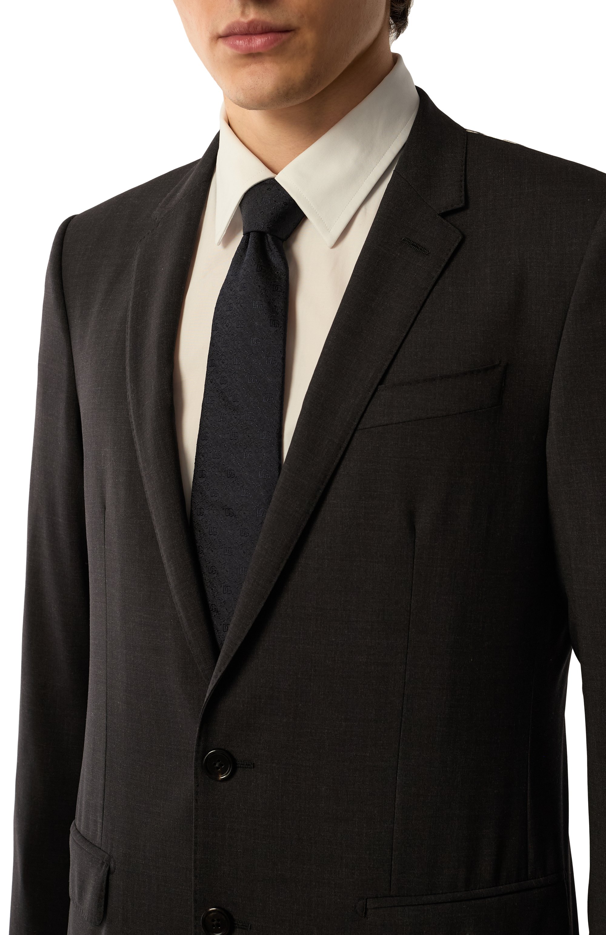 Шелковый галстук DOLCE & GABBANA темно-синего цвета по цене 30950 руб., арт. GT147E/G0JYR, фото 2 Шелковый галстук DOLCE & GABBANA, арт. GT147E/G0JYR, фото 2