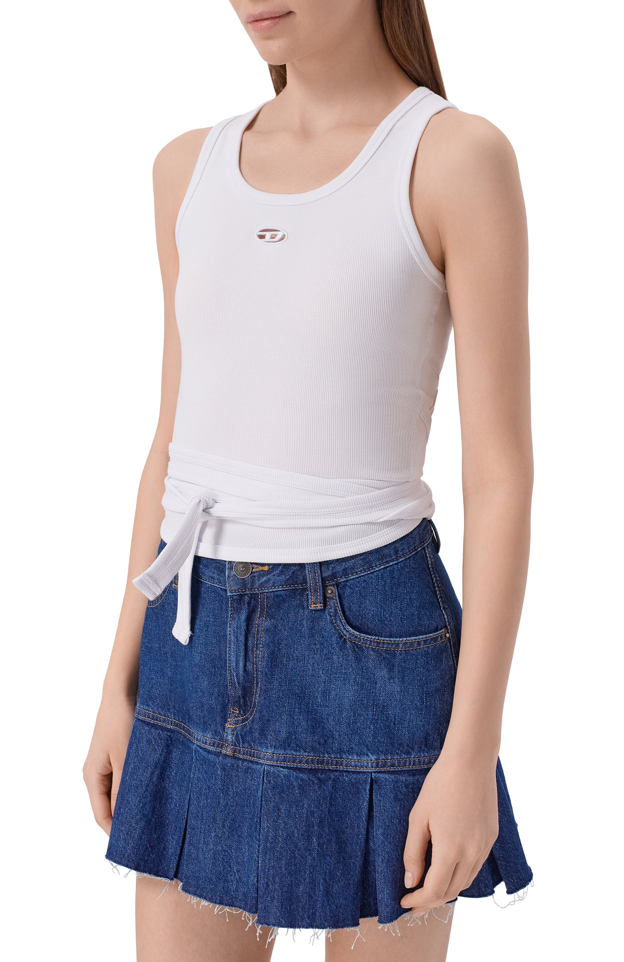 Хлопковый топ DIESEL белого цвета по цене 11800 руб., арт. A21019/0EJAI, фото 3 Хлопковый топ DIESEL, арт. A21019/0EJAI, фото 3