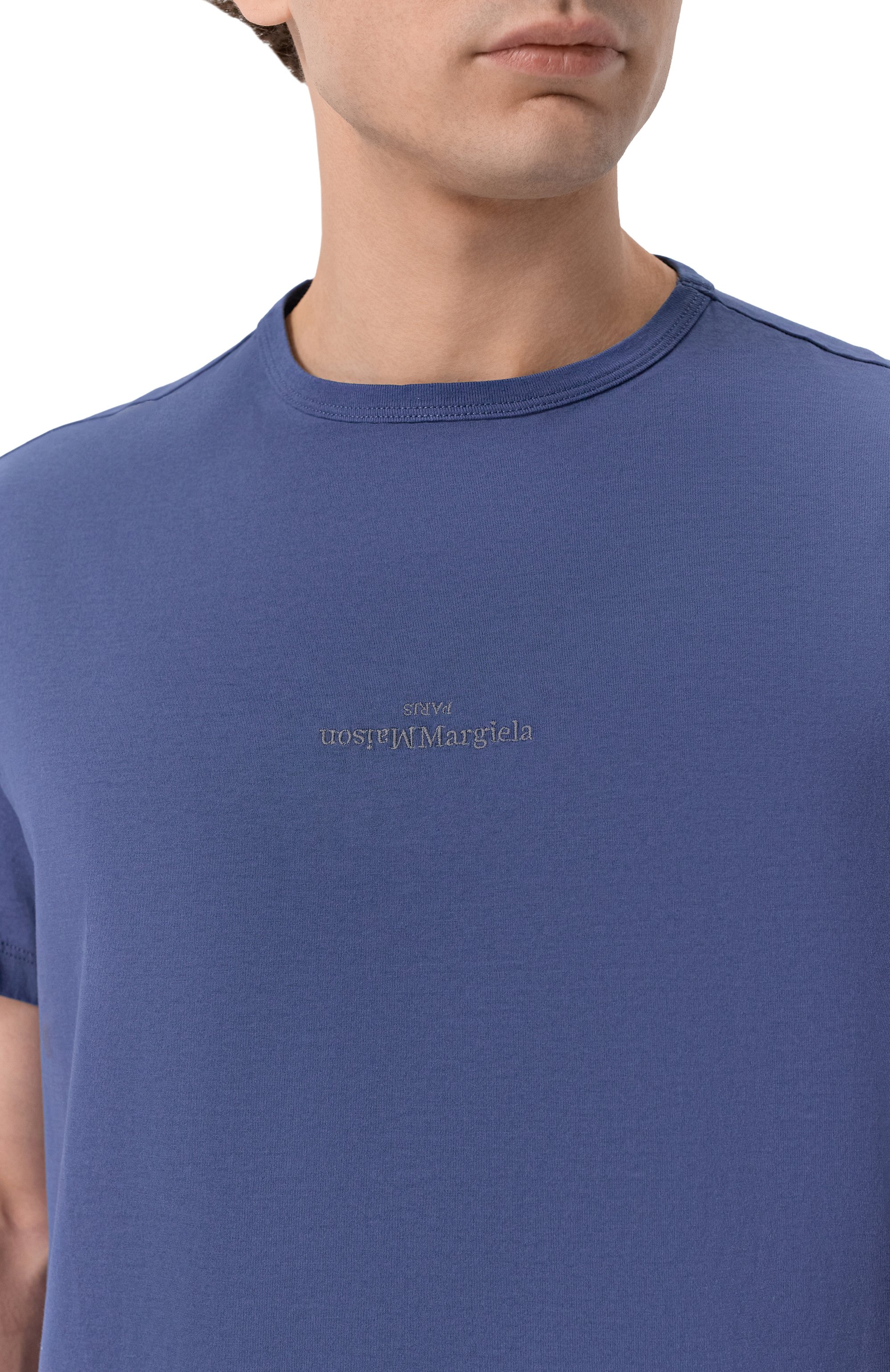 Хлопковая футболка MAISON MARGIELA синего цвета по цене 52900 руб., арт. S30GC0701/S22816, фото 5 Хлопковая футболка MAISON MARGIELA, арт. S30GC0701/S22816, фото 5