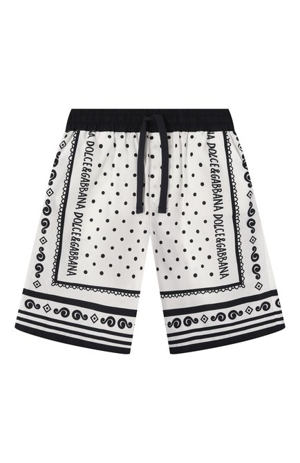 Детские хлопковые шорты DOLCE & GABBANA черно-белого цвета, арт. L43Q47/FI5KQ/2-6 | Фото 1 (Нос: Не проставлено; Материал сплава: Проставлено)