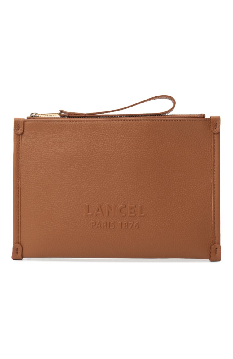 Женские кожаный футляр для документов LANCEL светло-коричневого цвета, арт. A13174 | Фото 1 (Материал: Натуральная кожа; �Нос: Не проставлено; Материал сплава: Проставлено)