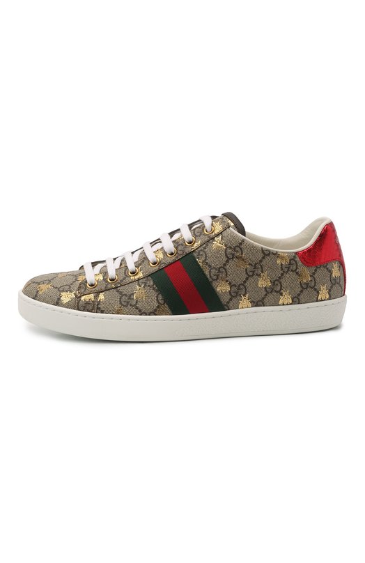 Комбинированные кеды New Ace Gucci 550051/9N050 Бежевый  550051/9N050 Фото 4