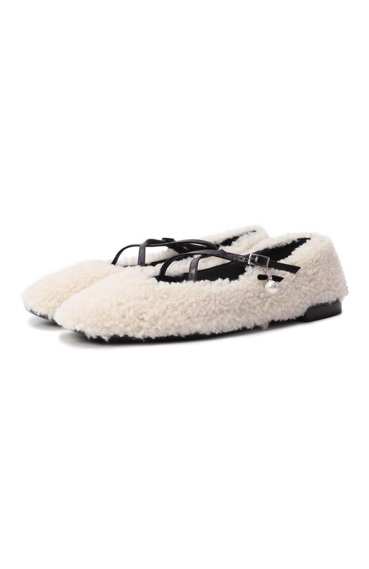 Меховые балетки Eleri из овчины Jimmy Choo ELERI BALLERINA/S/QKA Кремовый ELERI BALLERINA/S/QKA