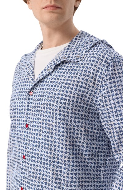 Хлопковая рубашка KITON синего цвета по цене 58950 руб., арт. UMCMARH08909, фото 5 Хлопковая рубашка KITON, арт. UMCMARH08909, фото 5