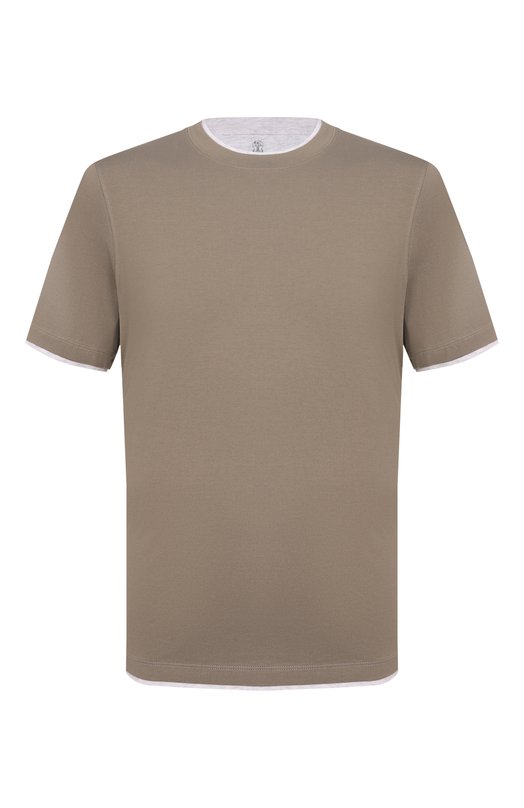 Хлопковая футболка Brunello Cucinelli M0B137427 Хаки M0B137427