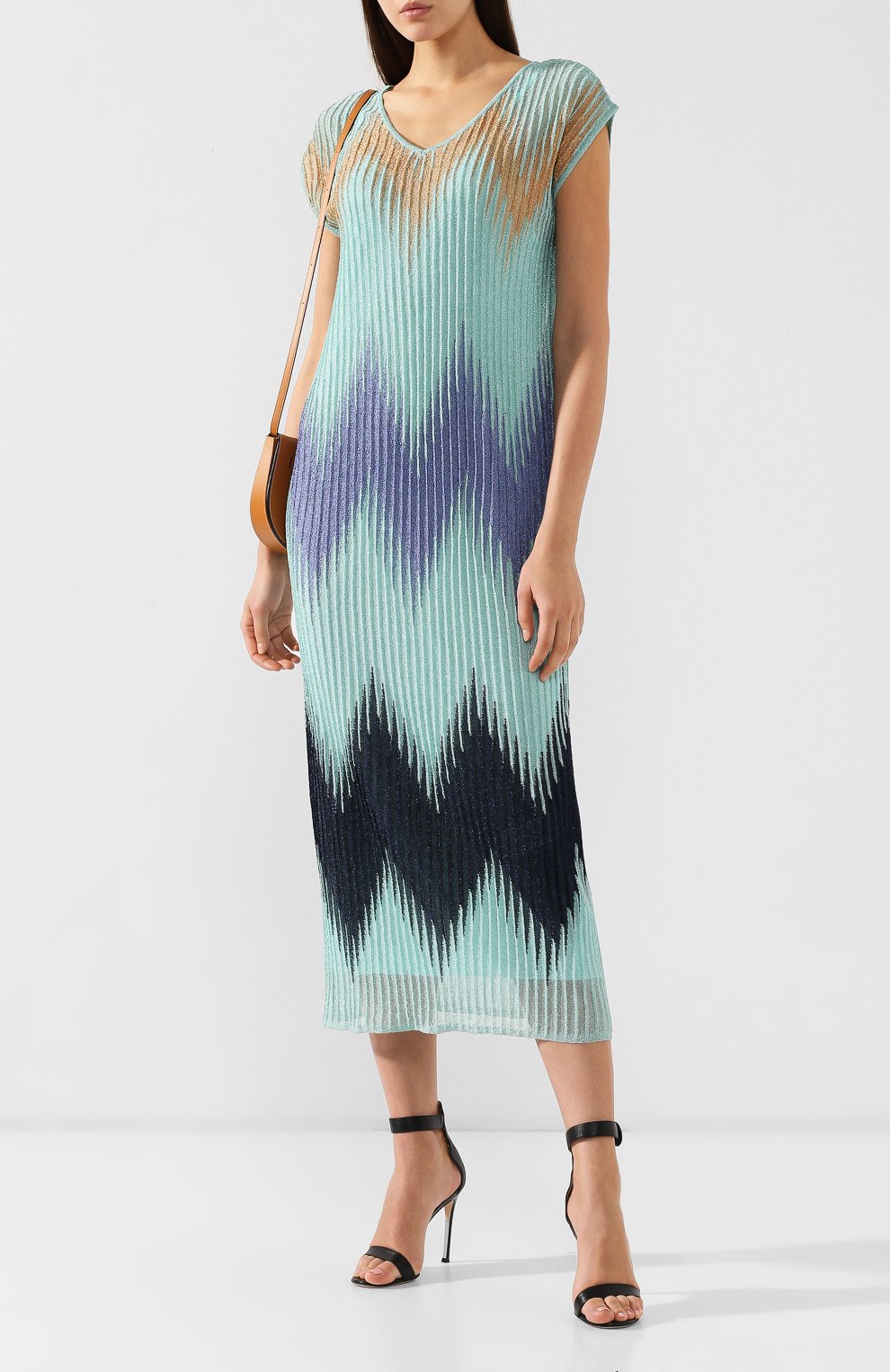 Платье-миди M MISSONI бирюзового цвета по цене 59400 руб., арт. 2DG00127/2K001A, фото 2 Платье-миди M MISSONI, арт. 2DG00127/2K001A, фото 2