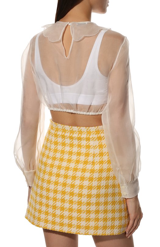 Шелковый топ Miu Miu MT1674-401-F0009 Белый  MT1674-401-F0009 Фото 4