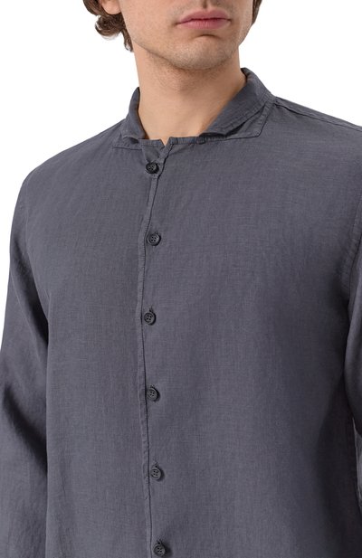Льняная рубашка HANNES ROETHER темно-серого цвета по цене 39950 руб., арт. ES29RA.601, фото 5 Льняная рубашка HANNES ROETHER, арт. ES29RA.601, фото 5