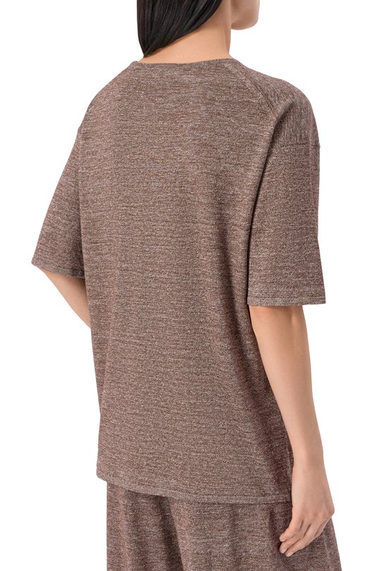 Пуловер из шерсти и льна 12 STOREEZ 136422 Коричневый  136422 Фото 4