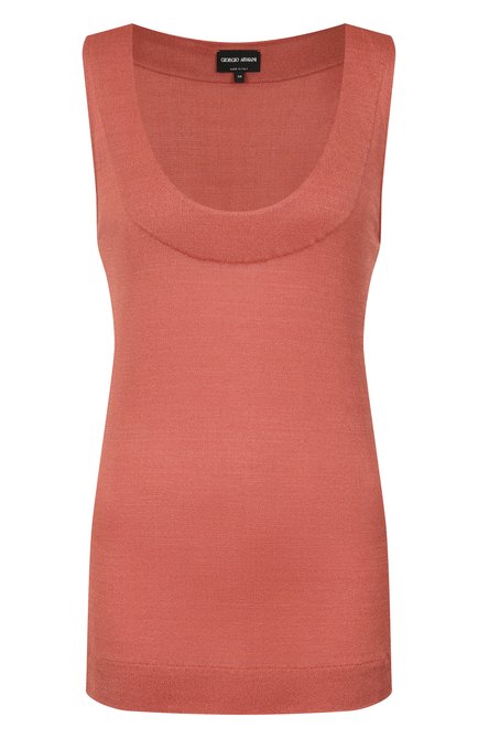 Женский топ из вискозы GIORGIO ARMANI кораллового цвета, арт. GW001075/AF15523 | Фото 1 (Материал внешний: Вискоза; Драгоценные камни: Проставлено; Материал сплава: Проставлено; Длина (для топов): Ста�ндартные)