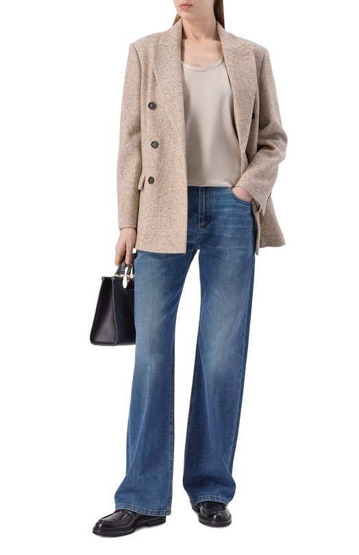 Атласный топ Brunello Cucinelli M0C59E0600 Бежевый  M0C59E0600 Фото 2