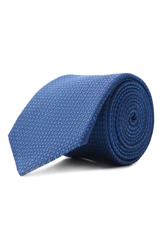 Галстук из шелка и льна Canali 18/HJ04540 Синий 18/HJ04540