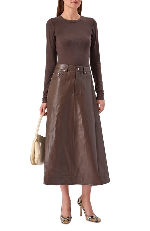 Юбка из экокожи Nanushka CINTIA Коричневый  CINTIA Фото 2