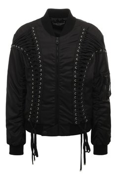 Женский бомбер DOLCE & GABBANA черного цвета, арт. F9P23T/FUMNQ | Фото 1 (Драгоценные камни: Проставлено; Длина (верхняя одежда): Короткие; Материал внешний: Синтетический материал; Материал сплава: Проставлено; Материал подклада: Синтетический материал; Рукава: Длинные; Кросс-КТ: Куртка, Легкие; Стили: Спорт-шик)