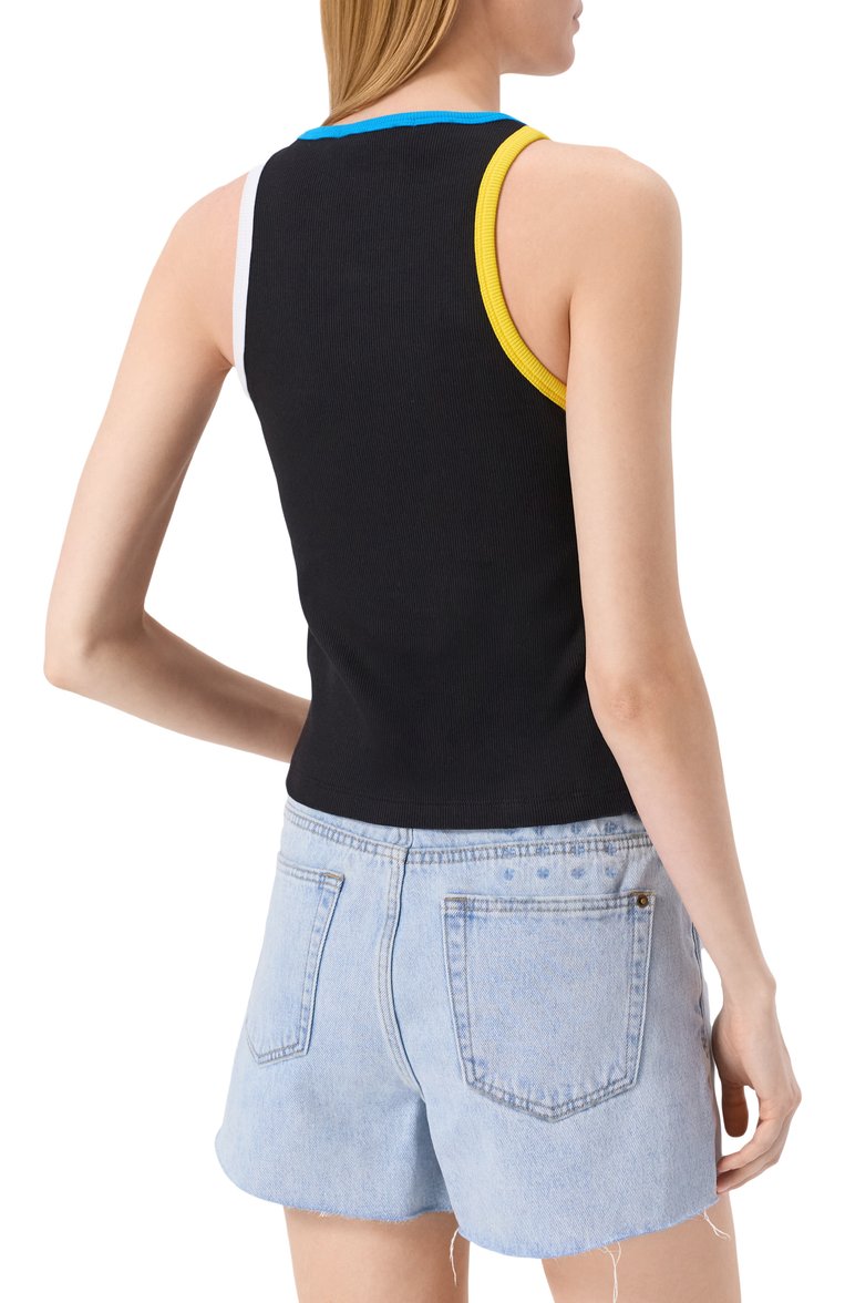 Женская хлопковая майка MSGM черного цвета, арт. 3841MDT76/257120 | Фото 4 (Длина (для топов): Стандартные; Стили: Кэжуэл; Материал внешний: Хлопок; Автоматизация ТО: Проставлено; Автоматизация состава: Проставлено)