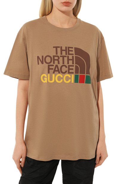 Хлопковая футболка the north face x gucci GUCCI бежевого цвета по цене 64800 руб., арт. 615044 XJD2V, фото 3 Хлопковая футболка the north face x gucci GUCCI, арт. 615044 XJD2V, фото 3