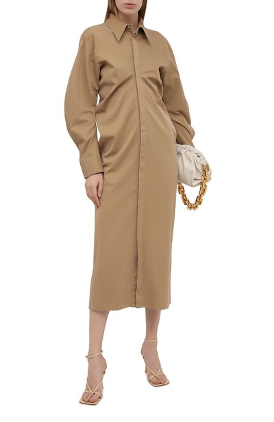 Платье из хлопка и шелка BOTTEGA VENETA бежевого цвета по цене 140500 руб., арт. 647122/V0GW0, фото 2 Платье из хлопка и шелка BOTTEGA VENETA, арт. 647122/V0GW0, фото 2