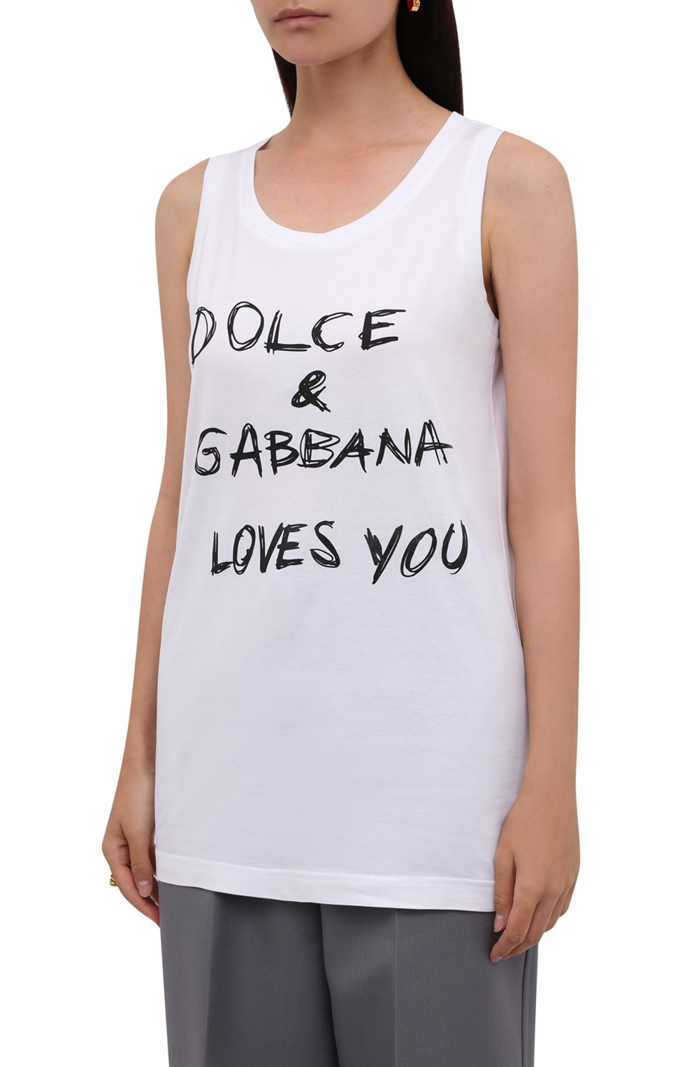 Хлопковая майка DOLCE & GABBANA белого цвета по цене 45400 руб., арт. F8K88T/G7XAV, фото 3 Хлопковая майка DOLCE & GABBANA, арт. F8K88T/G7XAV, фото 3