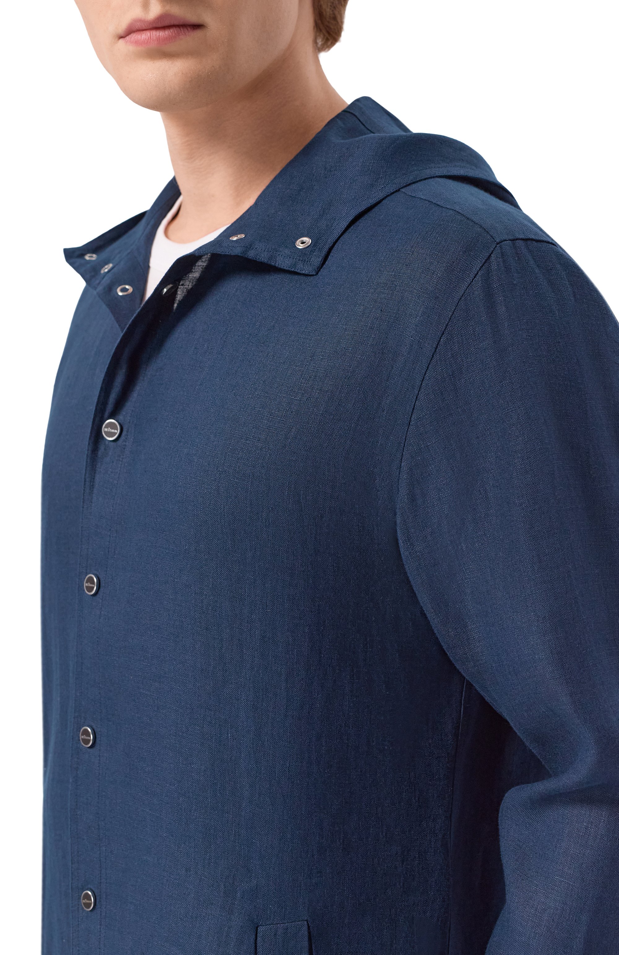 Льняная рубашка KITON темно-синего цвета по цене 79950 руб., арт. UMCMARH09690, фото 5 Льняная рубашка KITON, арт. UMCMARH09690, фото 5