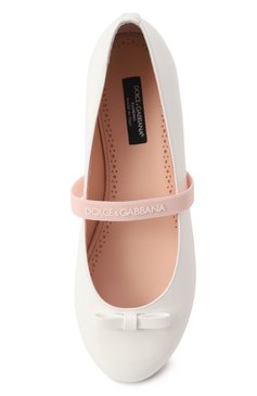 Детские кожаные балетки DOLCE & GABBANA белого цвета, арт. D11294/A4831/37-39 | Фото 4 (Материал сплава: Проставлено; Материал внешний: Натуральная кожа; Нос: Не проставлено; Материал внутренний: Натуральная кожа)