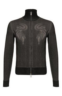 Мужской двусторонний кардиган DRIES VAN NOTEN черного цвета, арт. 251-021223-1711 | Фото 1 (Материал внешний: Шерсть, Хлопок; Рукава: Длинные; Длина (для топов): Стандартные; Стили: Гранж; Мужское Кросс-КТ: Кардиган-одежда; Застежка: Молния)