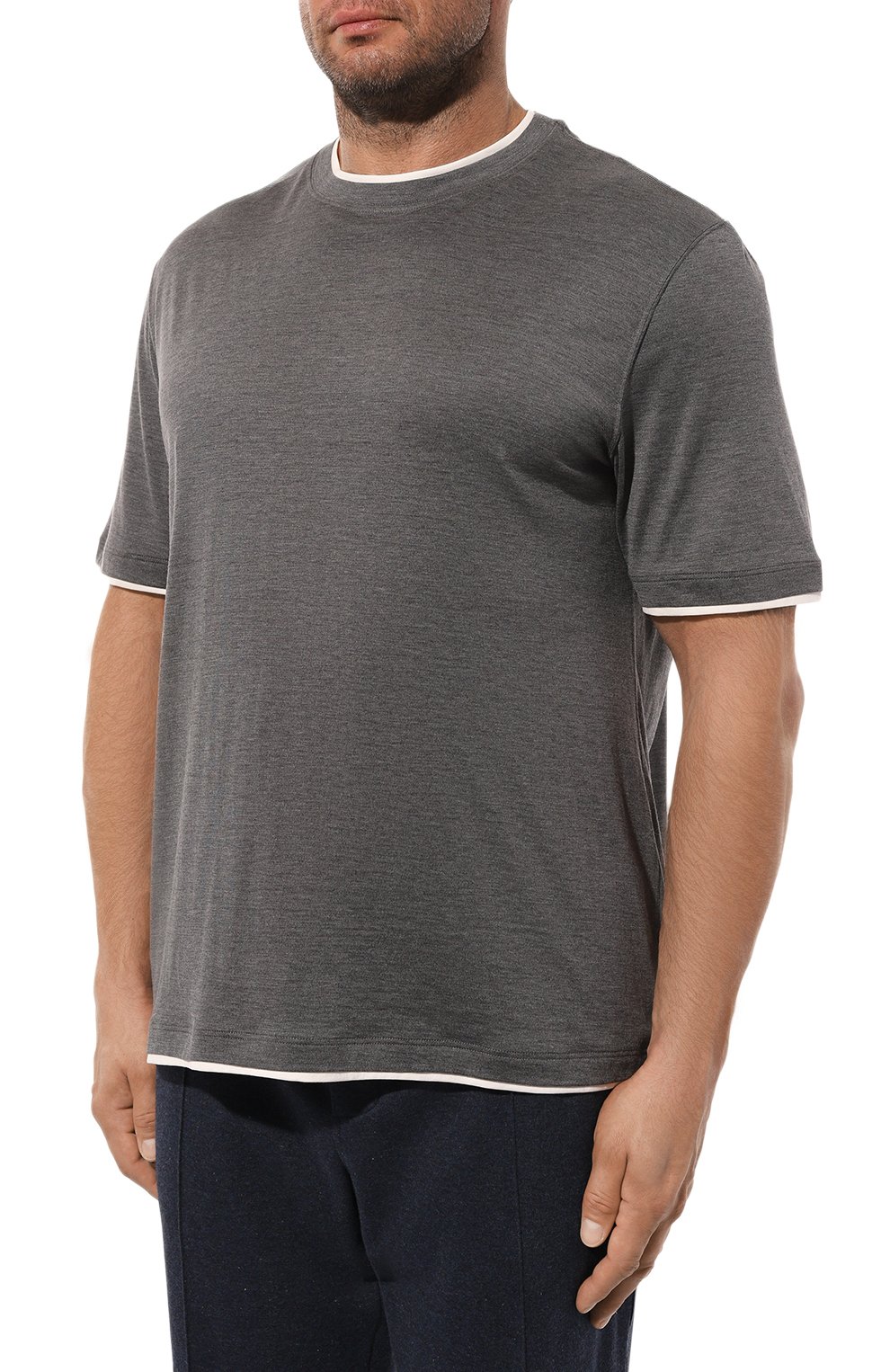 Футболка из шелк�а и хлопка BRUNELLO CUCINELLI, арт. MH8367427W, фото 3