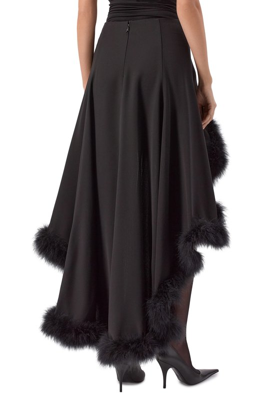 Юбка с отделкой перьями Mugler 25F1JU0575196 Чёрный  25F1JU0575196 Фото 4