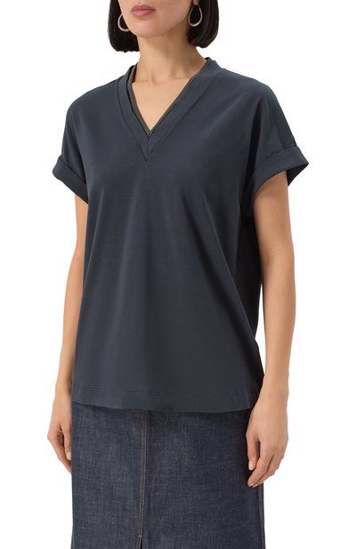 Хлопковая футболка BRUNELLO CUCINELLI, арт. MPT18BD222, фото 3