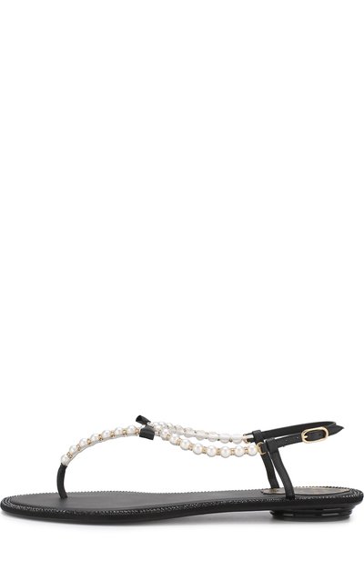 Кожаные сандалии с жемчужинами и бантом RENE CAOVILLA, арт. C07598-010-VR01V001, фото 3