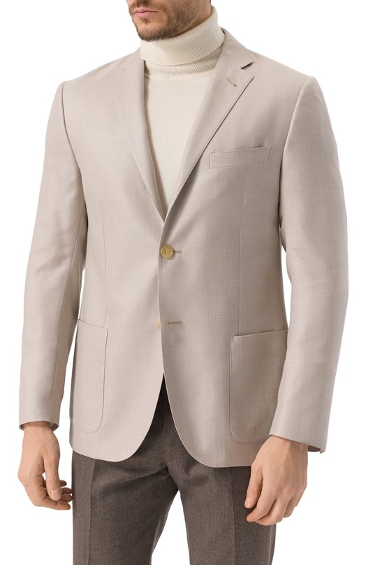 Пиджак из шерсти и шелка Corneliani 25X002-2518289 Бежевый  25X002-2518289 Фото 5