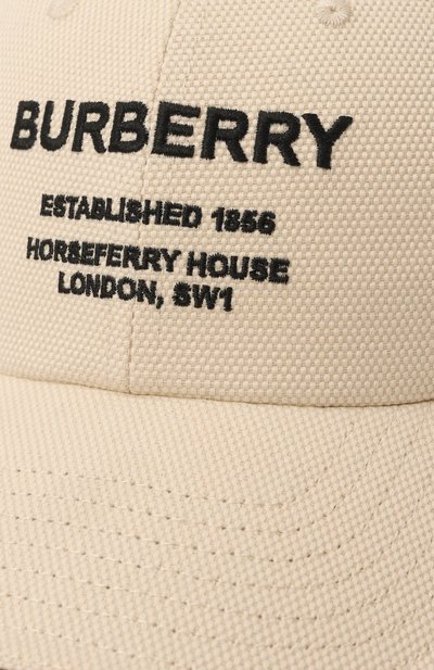 Хлопковая бейсболка BURBERRY кремового цвета по цене 52750 руб., арт. 8056127, фото 4 Хлопковая бейсболка BURBERRY, арт. 8056127, фото 4