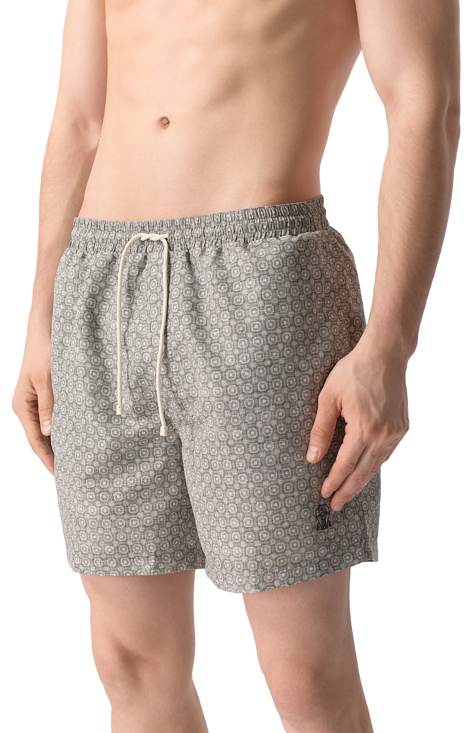 Плавки-шорты BRUNELLO CUCINELLI серого цвета по цене 56800 руб., арт. MM697043, фото 2 Плавки-шорты BRUNELLO CUCINELLI, арт. MM697043, фото 2