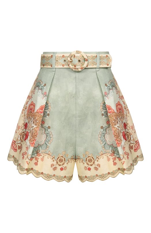 Льняные шорты Zimmermann 4558ARS263 Зелёный 4558ARS263
