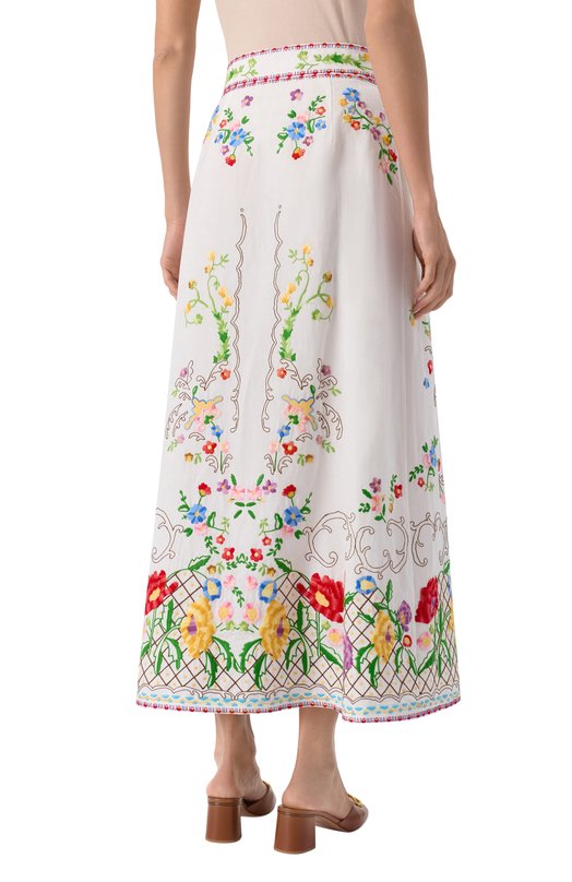 Юбка хлопка и льна Valentino 6B3RACP790D Белый  6B3RACP790D Фото 4