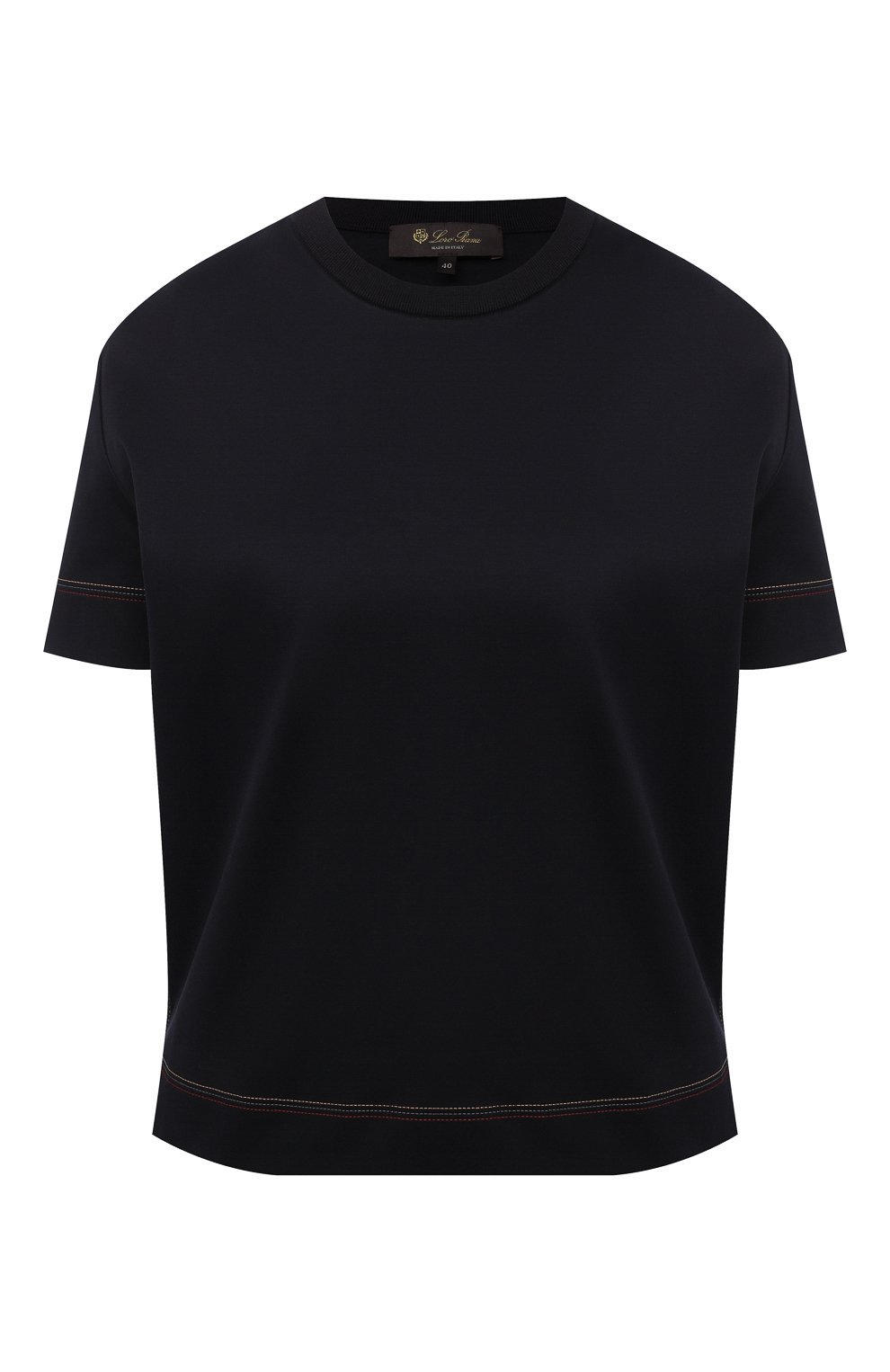 Хлопковая футболка LORO PIANA темно-синего цвета по цене 36650 руб., арт. FAL2559, фото 1 Хлопковая футболка LORO PIANA, арт. FAL2559, фото 1