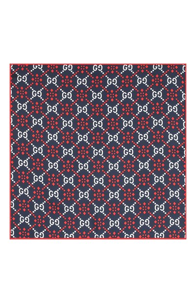 Шелковый платок GUCCI синего цвета по цене 22320 руб., арт. 548870/4G001, фото 3 Шелковый платок GUCCI, арт. 548870/4G001, фото 3
