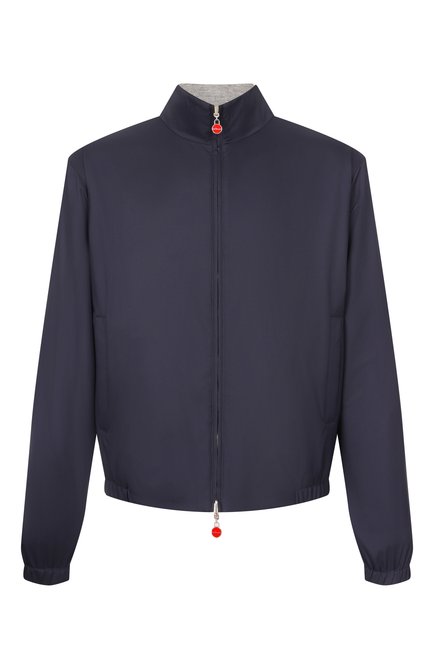 Мужской двусторонний бомбер KITON темно-синего цвета, арт. UW2061V0830F08 | Фото 1 (Драгоценные камни: Проставлено; Материал подклада: Вискоза; Длина (верхняя одежда): Короткие; Материал сплава: Проставлено; Рукава: Длинные)