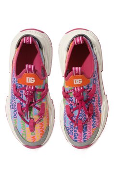 Детские кроссовки DOLCE & GABBANA розового цвета, арт. D11250/AB203 | Фото 4 (Материал внешний: Текстиль; Стили: Гранж; Материал сплава: Проставлено; Нос: Не проставлено; Материал внутренний: Текстиль)