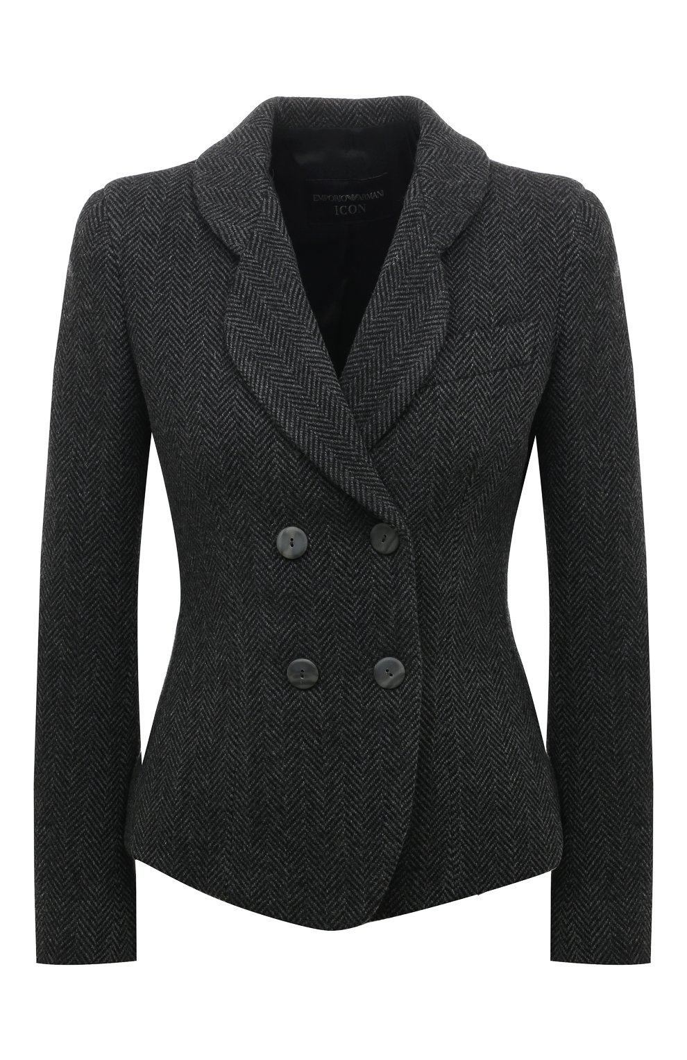 Шерстяной жакет EMPORIO ARMANI темно-серого цвета по цене 86900 руб., арт. H4NG21/E2113, фото 1 Шерстяной жакет EMPORIO ARMANI, арт. H4NG21/E2113, фото 1