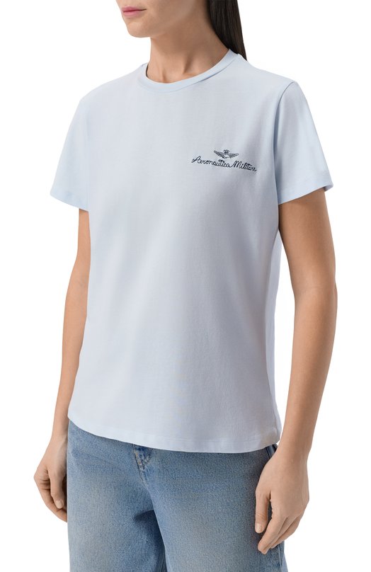 Хлопковая футболка Aeronautica Militare TS2490DJ00675 Голубой  TS2490DJ00675 Фото 3