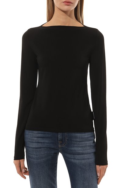 Топ из вискозы TRUSSARDI черного цвета по цене 14000 руб., арт. 56C00617-1T006180, фото 3 Топ из вискозы TRUSSARDI, арт. 56C00617-1T006180, фото 3